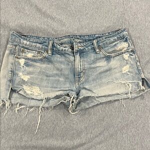 American Eagle Outfitters Light Blue Distressed Jean Shorts